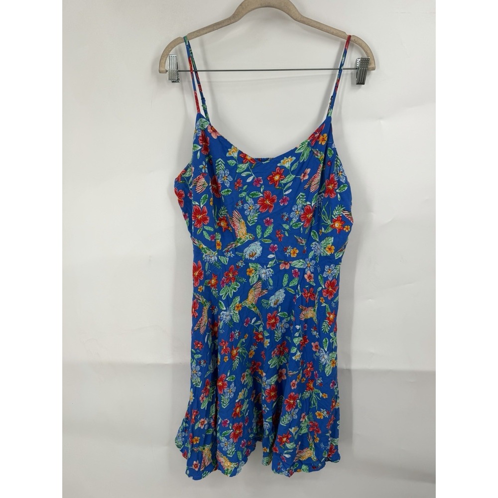 Old Navy Floral Cami Dress Women XL Blue Spaghetti Strap‎ Summer Mini Cottage
